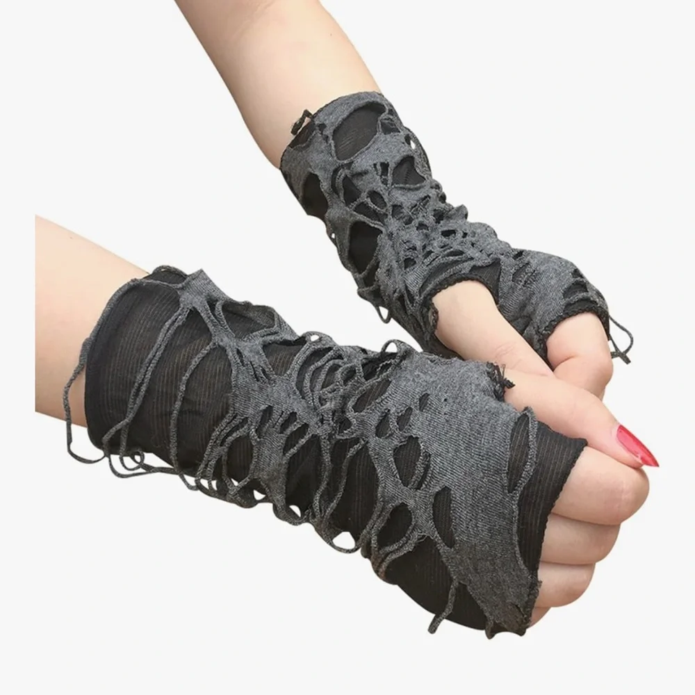 Stylish Black‎ and Gray Fingerless Gloves
